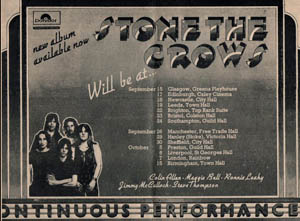 Stone the Crows Tour advert