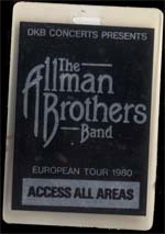 Allman Brothers Band crew pass
