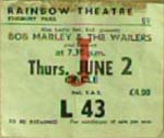 Bob Marley & The Wailers ticket