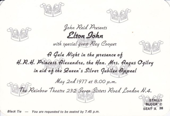 Elton John gala evening invite