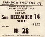 Echo & The Bunnymen ticket