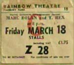 Mark Bolan & T Rex ticket