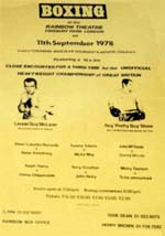 Programme for Lenny McLean V Ray Shaw