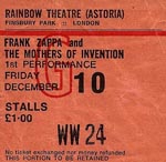 Frank Zappa & The Mothers of Invention ticket