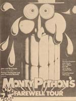 Press advert for Monty Python's 1st farewell tour